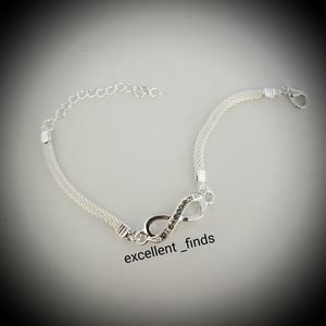 NEW Silver Infinity Bracelet with Rhinestones